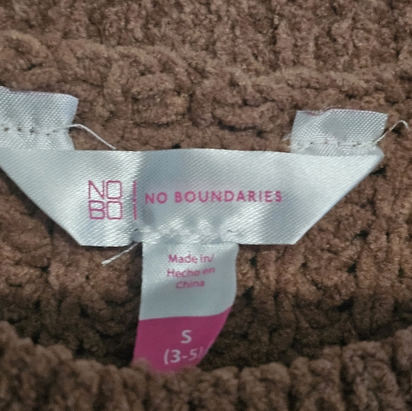 No Boundries Girls Brown Fringe Crew Neck Sweater Size S NWT - Picture 7 of 8